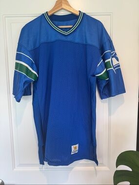 Vintage Seattle Seahawks Mesh Jersey MacGregor Sand-Knit Blue Football Tee 40